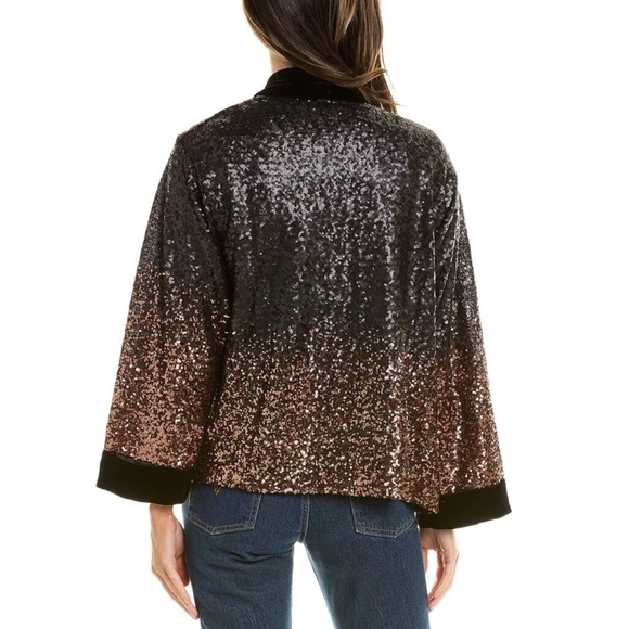 JOHNNY WAS SEQUIN DORIAN KIMONO AND SEQUIN GOLD JETT JOGGER SET. - Picture 7 of 16